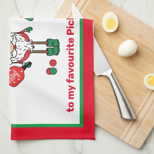Pickleball Merry met Kerstmis horizontale keukento Theedoek (Quarter Fold)
