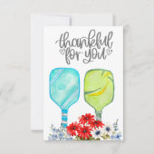 Pickleball met bloemen bedankkaart (Voorkant)