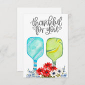 Pickleball met bloemen bedankkaart (Voorkant / Achterkant)