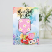 Pickleball met bloemen bedankkaart (Staand voorkant)