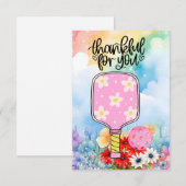 Pickleball met bloemen bedankkaart (Voorkant / Achterkant)