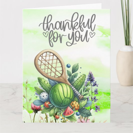 Pickleball met bloemen bedankkaart (Voorkant)