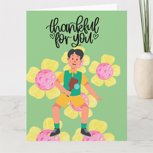 Pickleball met bloemen bedankkaart (Voorkant)