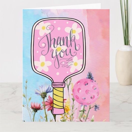 Pickleball met bloemen bedankkaart (Voorkant)