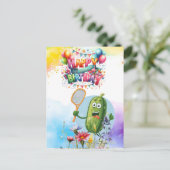 Pickleball met bloemen regenboog thema Verjaardag Briefkaart (Staand voorkant)