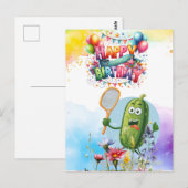 Pickleball met bloemen regenboog thema Verjaardag Briefkaart (Voorkant / Achterkant)