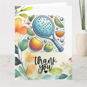 Pickleball met bloemen regenboog thema voor de spe bedankkaart