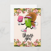 Pickleball met bloemen voor vrouwelijke speler bedankkaart (Voorkant / Achterkant)