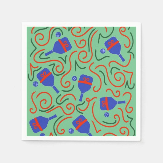 Pickleball met een Bow Napkin Servet (Voorkant)