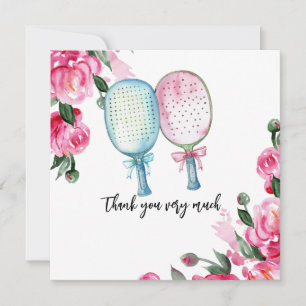 Pickleball met Flower waterverf Bedankkaart