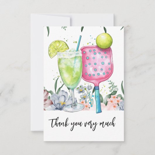 Pickleball met Flower waterverf Bedankkaart (Voorkant)