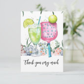 Pickleball met Flower waterverf Bedankkaart (Staand voorkant)