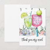 Pickleball met Flower waterverf Bedankkaart (Voorkant / Achterkant)