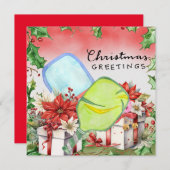 Pickleball met kerst Lijst Feestdagenkaart (Voorkant / Achterkant)