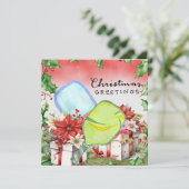 Pickleball met kerst Lijst Feestdagenkaart (Staand voorkant)