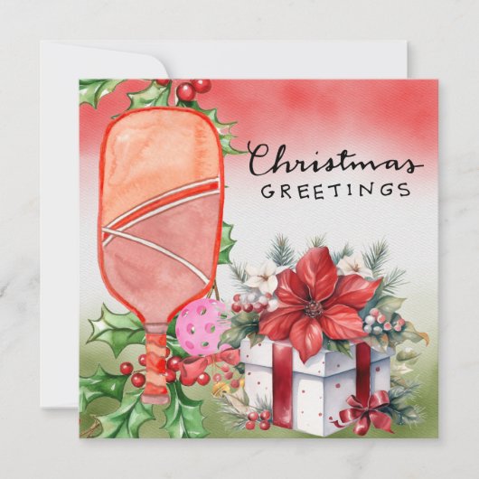 Pickleball met kerst Lijst Feestdagenkaart (Voorkant)