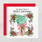Pickleball met kerst Lijst Feestdagenkaart (Voorkant / Achterkant)