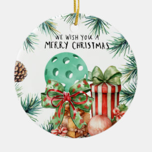 Pickleball met kerst Lijst Keramisch Ornament