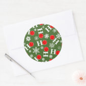 Pickleball met kerstbal Red Green Snowflakes Ho Ho Ronde Sticker (Envelop)