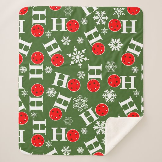 Pickleball met kerstbal Red Green Snowflakes Ho Ho Sherpa Deken (Voorkant)