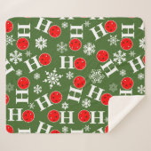 Pickleball met kerstbal Red Green Snowflakes Ho Ho Sherpa Deken (Voorkant (horizontaal))