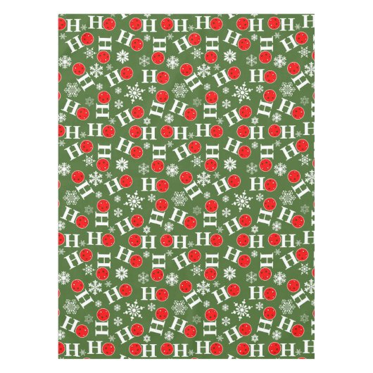 Pickleball met kerstbal Red Green Snowflakes Ho Ho Tafelkleed (Voorkant)
