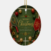 Pickleball met Kerstframe Keramisch Ornament (Rechts)