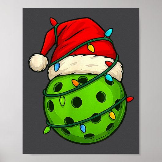 Pickleball Met Kerstman Hoed Grappig Kerstmis Kers Poster (Voorkant)