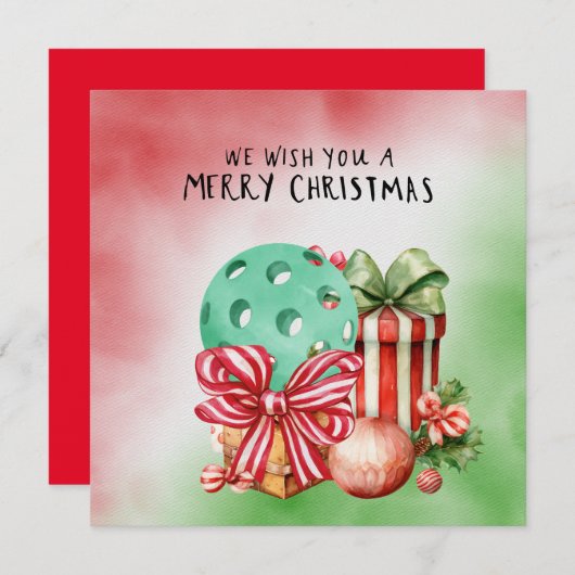 Pickleball met kerstthema voor de speler feestdagenkaart (Voorkant / Achterkant)