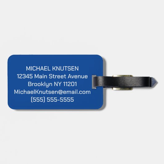 Pickleball met peddels & bal Gepersonaliseerd blau Bagagelabel (Achterkant horizontaal)