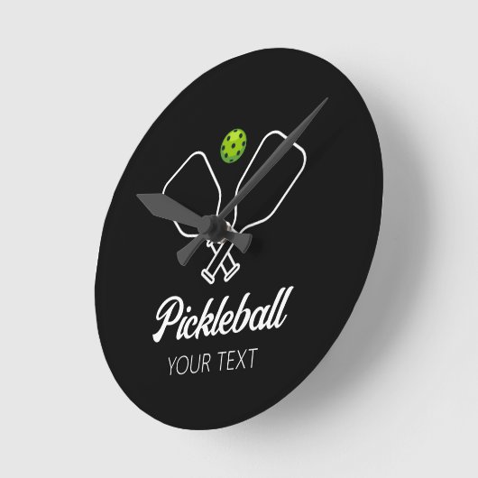 Pickleball met peddels & bal gepersonaliseerd ronde klok (Hoek)