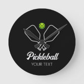 Pickleball met peddels & bal gepersonaliseerd ronde klok (Voorkant)