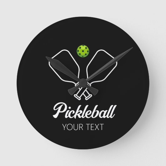 Pickleball met peddels & bal gepersonaliseerd ronde klok (Voorkant)