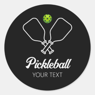 Pickleball met peddels & bal gepersonaliseerd ronde sticker