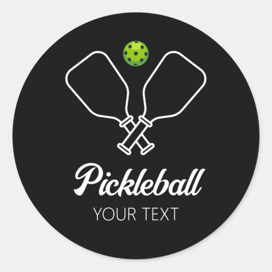 Pickleball met peddels & bal gepersonaliseerd ronde sticker (Voorkant)