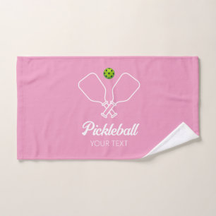 Pickleball met peddels & bal gepersonaliseerd roze handdoek