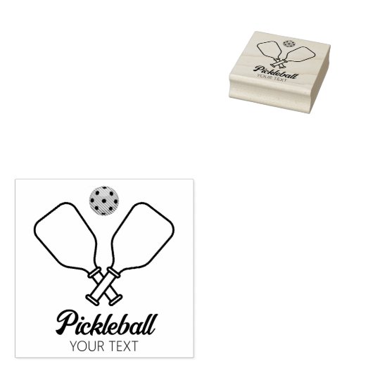 Pickleball met peddels & bal gepersonaliseerd rubberstempel (Gestempeld)