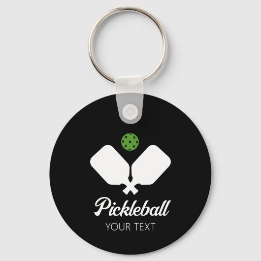 Pickleball met peddels & bal gepersonaliseerd sleutelhanger (Voorkant)