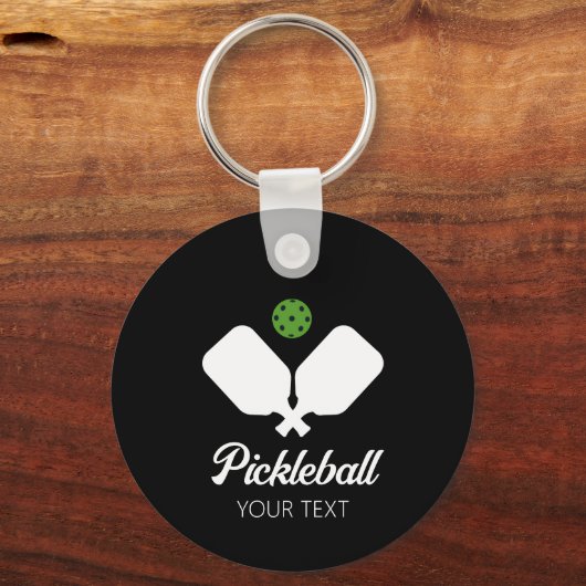 Pickleball met peddels & bal gepersonaliseerd sleutelhanger (Voorkant)