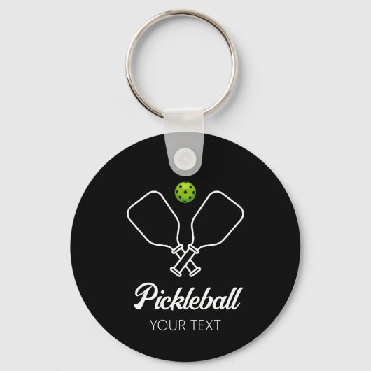 Pickleball met peddels & bal gepersonaliseerd sleutelhanger (Voorkant)