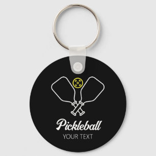 Pickleball met peddels & bal gepersonaliseerd sleutelhanger