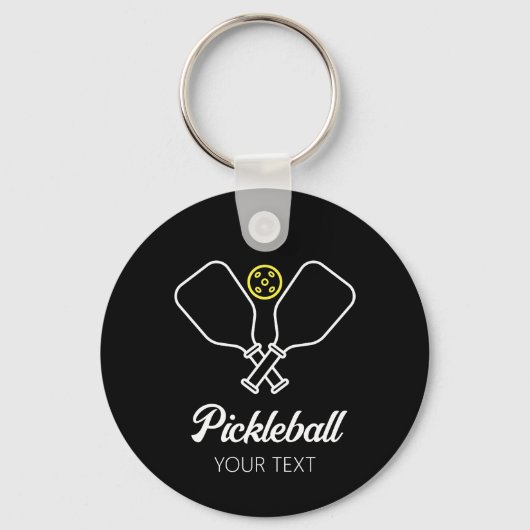 Pickleball met peddels & bal gepersonaliseerd sleutelhanger (Voorkant)