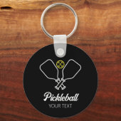 Pickleball met peddels & bal gepersonaliseerd sleutelhanger (Achterkant)