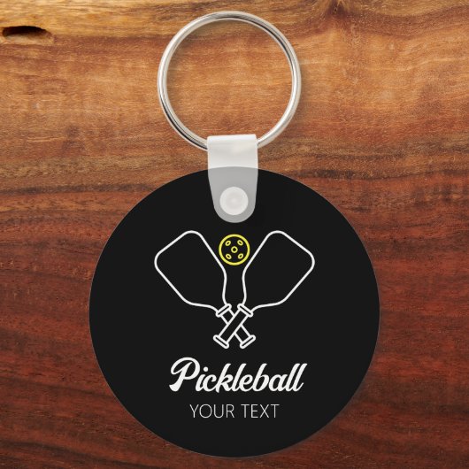 Pickleball met peddels & bal gepersonaliseerd sleutelhanger (Voorkant)
