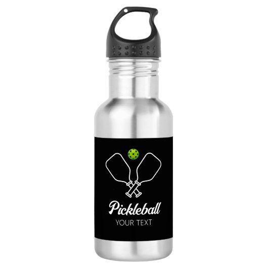 Pickleball met peddels & bal gepersonaliseerd waterfles  (Voorkant)