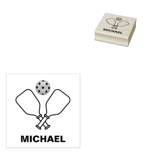 Pickleball met peddels & bal Gepersonaliseerde naa Rubberstempel (Gestempeld)