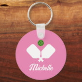 Pickleball met peddels & bal Gepersonaliseerde naa Sleutelhanger (Achterkant)