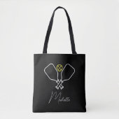 Pickleball met peddels & bal Gepersonaliseerde naa Tote Bag (Voorkant)