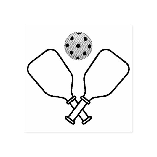 Pickleball met peddels & bal rubberstempel (Afrduk)