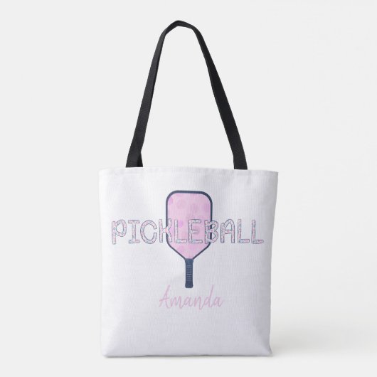 Pickleball met Pickleball Paddle gepersonaliseerd Tote Bag (Achterkant)